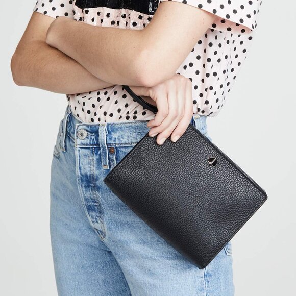 Kate Spade Polly Medium Black Pebble Leather Wristlet - Picture 16 of 16